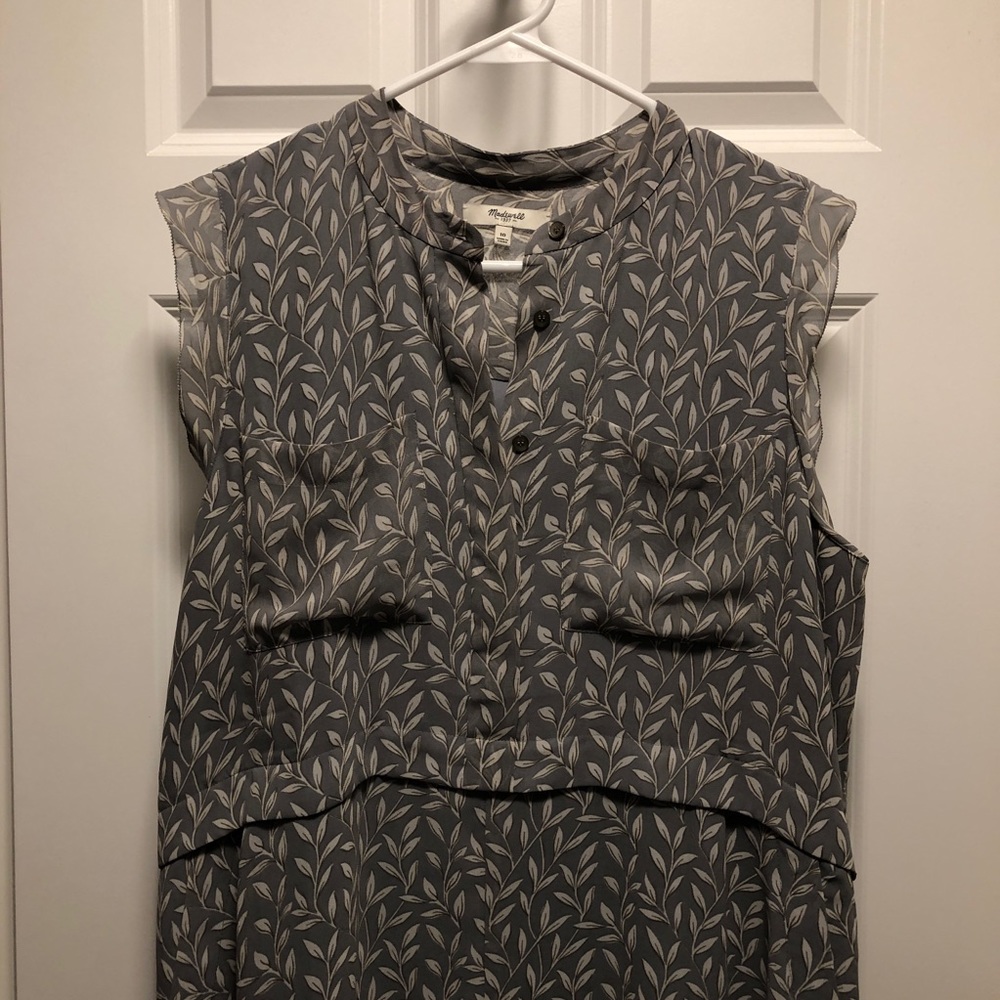 Madewell feathered, high-low dress w/ pockets